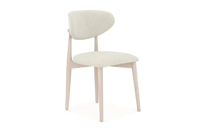 Molly spisestol i tre med stoffsete, Whitewash/Beige