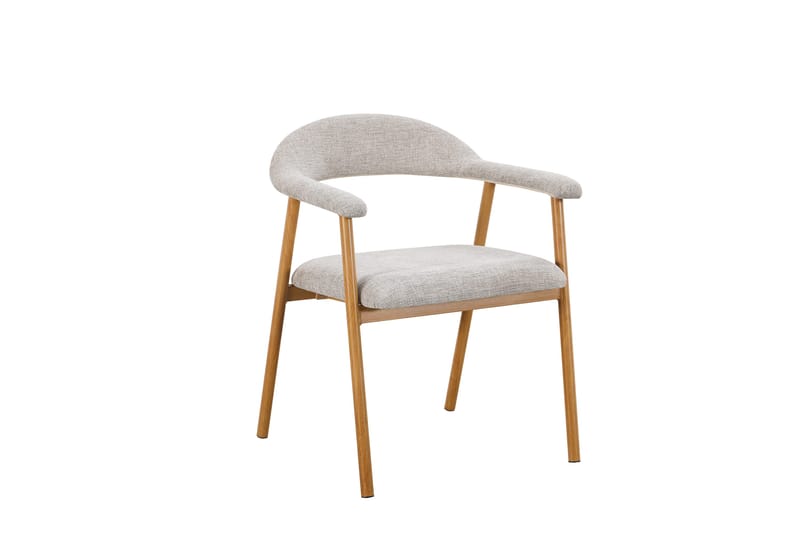 Ronja spisestol i metall med stoffsete, Beige/eik