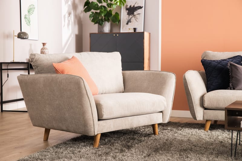 Trend Lyx Lenestol - Beige/Eik - Møbler - Stoler & lenestoler - Lenestoler