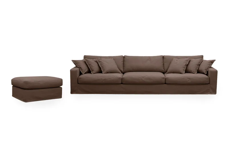 Valencia Extra Dyp 5-seters sofa + fotskammel med avtakbart og vaskbart trekk, Mørkebrun