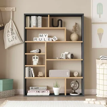 Bokhylle Skye Decor Cleo Shelf (90 x 123,6 x 22 cm) naturlig antrasitt - Natur og antrasitt - Oppbevaring - Hyller - Bokhylle