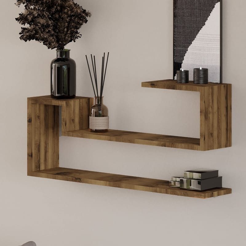 Melto Vegghylle 90x41,2x17 cm - Antikk valnøtt - Oppbevaring - Hyller - Vegghylle