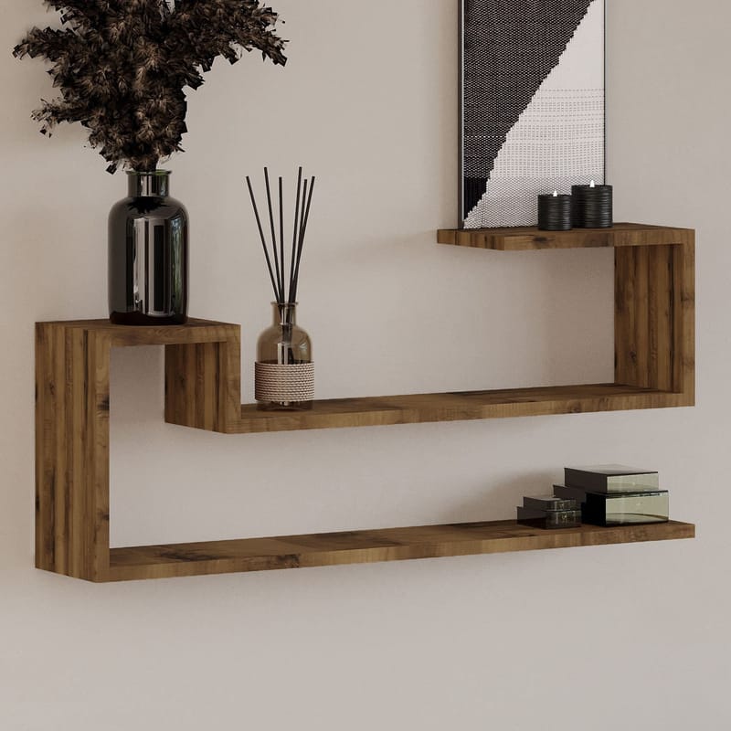Melto Vegghylle 90x41,2x17 cm - Antikk valnøtt - Oppbevaring - Hyller - Vegghylle
