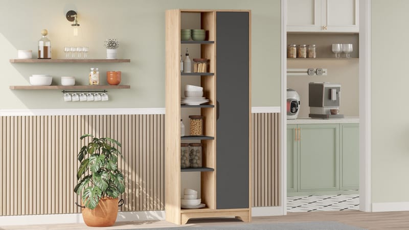 Multi Purpose Cabinet Homitis Eik antrasitt - Oppbevaring - Hyller - Bokhylle
