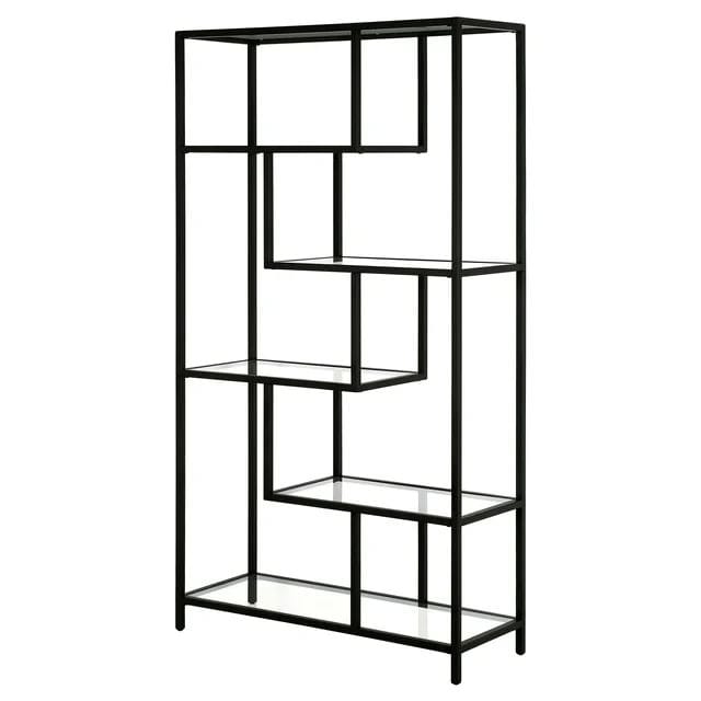 Sorena Bokhylle 90x172 cm - Svart og transparent - Oppbevaring - Hyller - Bokhylle