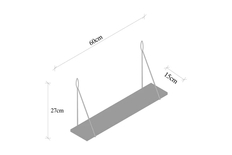 Gokse Vegghylle 15x60 cm - Svart / Valnøtt - Oppbevaring - Hyller - Vegghylle