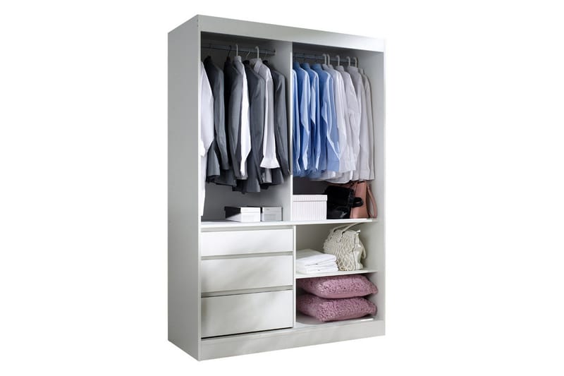 Abricot Garderobe med Speil 140x216x65 cm - Svart - Oppbevaring - Klesoppbevaring - Garderober & garderobesystem
