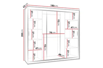 Amira Garderobeskap Med Speil 180x200 cm - Beige - Oppbevaring - Klesoppbevaring - Garderober & garderobesystem