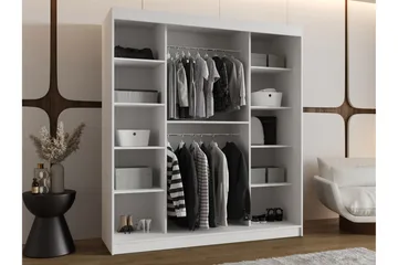 Amira Garderobeskap Med Speil 180x200 cm - Beige - Oppbevaring - Klesoppbevaring - Garderober & garderobesystem