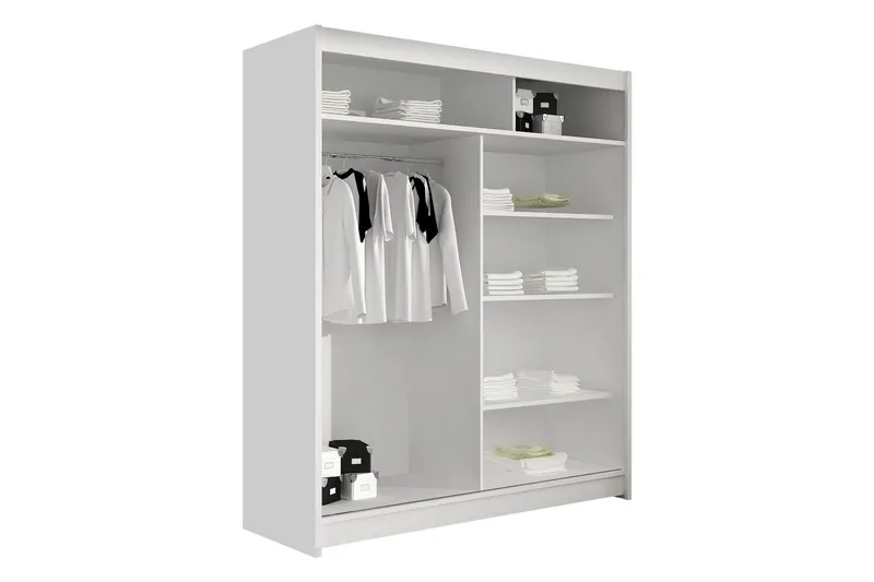 Bay Garderobe Med Speil 150x200 cm - Hvit - Oppbevaring - Klesoppbevaring - Garderober & garderobesystem