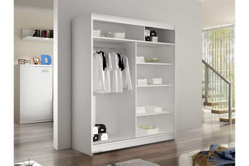 Bay Garderobe Med Speil 150x200 cm - Svart - Oppbevaring - Klesoppbevaring - Garderober & garderobesystem