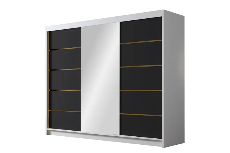 Cinerea Garderobe med Speil 250x215 cm, Svart/Hvit