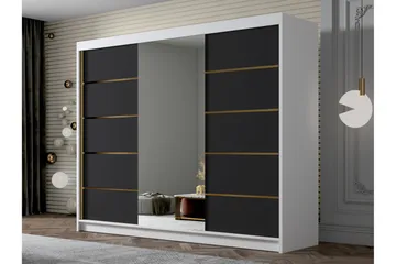 Cinerea Garderobe med Speil 250x215 cm - Svart/Hvit - Oppbevaring - Klesoppbevaring - Garderober & garderobesystem