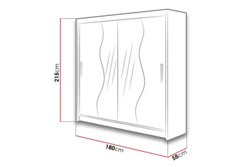 Dravon Garderobe med Speil 180x215 cm - Beige - Oppbevaring - Klesoppbevaring - Garderober & garderobesystem