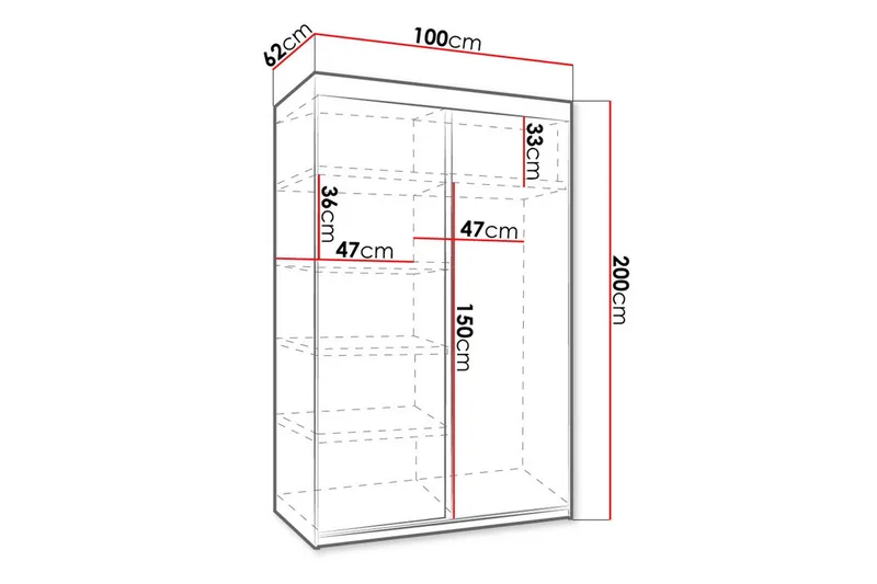 Dunkra Garderob med Speil LED-belysning Blå 100 cm - Sonomaeik - Oppbevaring - Klesoppbevaring - Garderober & garderobesystem