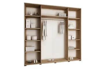 Dunkra Garderobeskap Med Speil 200x200 cm - Beige - Oppbevaring - Klesoppbevaring - Garderober & garderobesystem