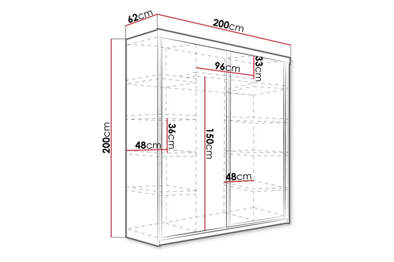 Dunkra Garderobeskap Med Speil 200x200 cm - Beige - Oppbevaring - Klesoppbevaring - Garderober & garderobesystem