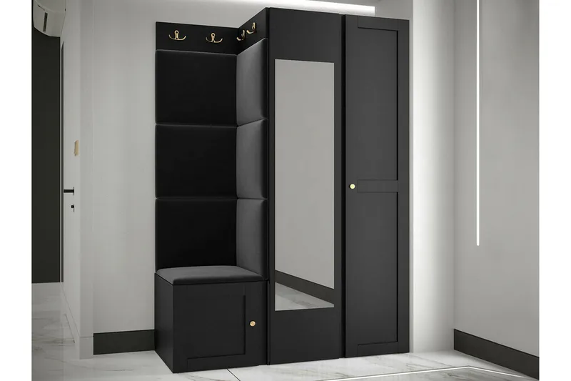 Dunvegan Garderob m. Spegel Black - Oppbevaring - Klesoppbevaring - Garderober & garderobesystem