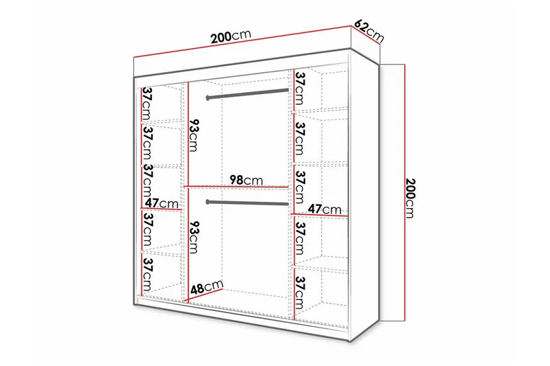 Dunvegan Garderobe med speil - Svart - Oppbevaring - Klesoppbevaring - Garderober & garderobesystem