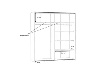 Edessa Garderobe 62x171 cm - Brun - Oppbevaring - Klesoppbevaring - Garderober & garderobesystem