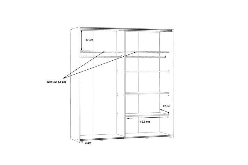 Edessa Garderobe 62x171 cm - Brun - Oppbevaring - Klesoppbevaring - Garderober & garderobesystem