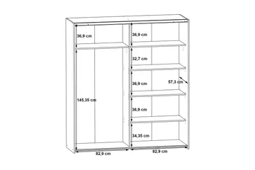 Edessa Garderobe 62x171 cm - Grå - Oppbevaring - Klesoppbevaring - Garderober & garderobesystem