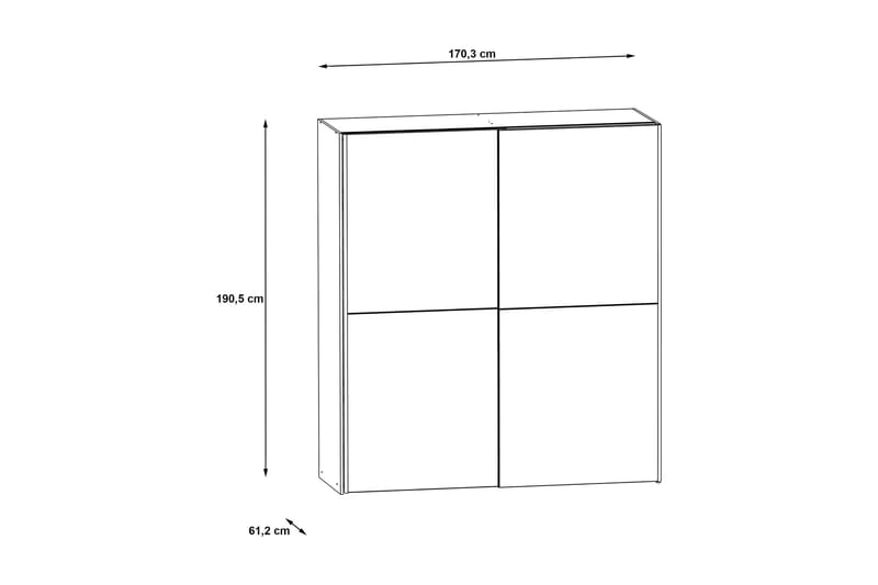 Edessa Garderobe 62x171 cm - Grå - Oppbevaring - Klesoppbevaring - Garderober & garderobesystem