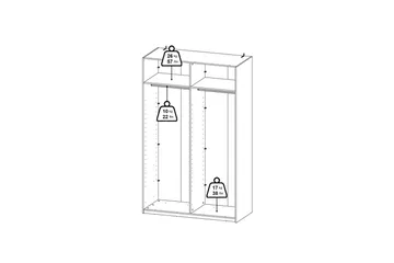 Elvos Garderobe med Speil 139x220 cm - Svart - Oppbevaring - Klesoppbevaring - Garderober & garderobesystem