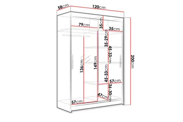 Estella Garderobe Skyvedører Speil - Eik - Oppbevaring - Klesoppbevaring - Garderober & garderobesystem