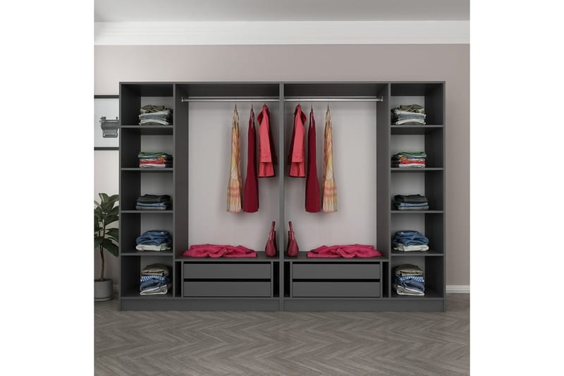 Fruitland Garderobe 225 cm - Antrasitt - Oppbevaring - Klesoppbevaring - Garderober & garderobesystem