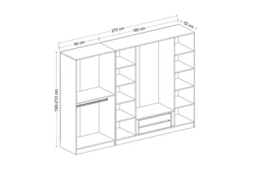 Fruitland Garderobe 270 cm - Antrasitt - Oppbevaring - Klesoppbevaring - Garderober & garderobesystem