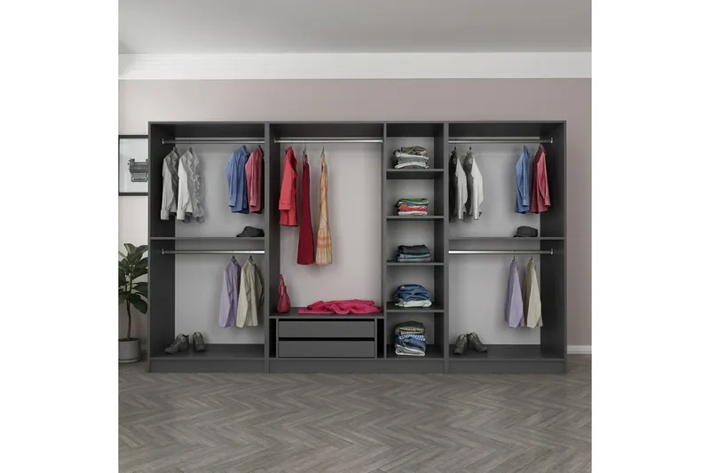 Fruitland Garderobe 315 cm - Antrasitt - Oppbevaring - Klesoppbevaring - Garderober & garderobesystem