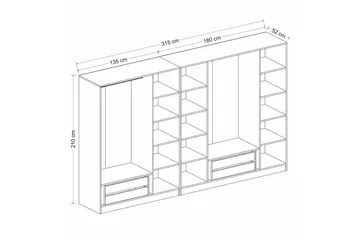 Fruitland Garderobe 315 cm - Antrasitt - Oppbevaring - Klesoppbevaring - Garderober & garderobesystem
