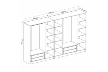 Fruitland Garderobe 315 cm - Hvit - Oppbevaring - Klesoppbevaring - Garderober & garderobesystem