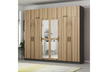 Fruitland Garderobe med Speil - Brun/Grå - Oppbevaring - Klesoppbevaring - Garderober & garderobesystem