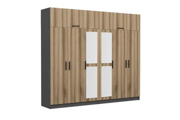 Fruitland Garderobe med Speil - Brun/Grå - Oppbevaring - Klesoppbevaring - Garderober & garderobesystem