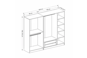 Fruitland Garderobe med Speil - Hvit - Oppbevaring - Klesoppbevaring - Garderober & garderobesystem