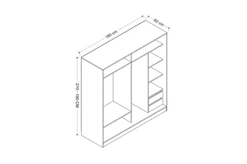 Fruitland Garderobe med Speil - Hvit - Oppbevaring - Klesoppbevaring - Garderober & garderobesystem