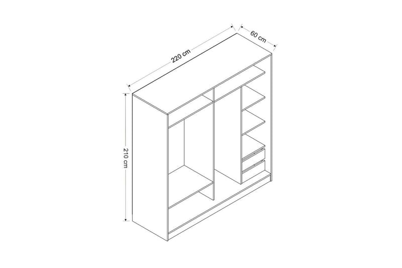 Fruitland Garderobe med Speil - Hvit - Oppbevaring - Klesoppbevaring - Garderober & garderobesystem