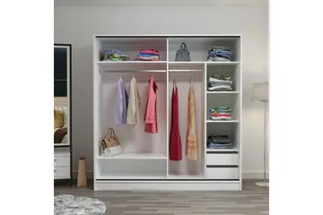 Fruitland Garderobe med Speil - Hvit - Oppbevaring - Klesoppbevaring - Garderober & garderobesystem