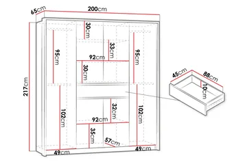 Garderobe 200 cm - Hvit - Oppbevaring - Klesoppbevaring - Garderober & garderobesystem