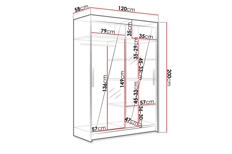 Garderobe + LED - Hvit - Oppbevaring - Klesoppbevaring - Garderober & garderobesystem