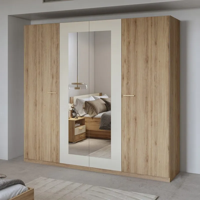 Garderobe Vertina 4 Dører 2 Speil - Oppbevaring - Klesoppbevaring - Garderober & garderobesystem