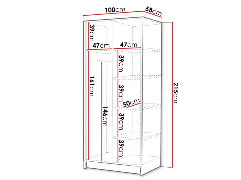 Herrljunga Garderob 100x215 cm - Brun/Svart - Oppbevaring - Klesoppbevaring - Garderober & garderobesystem - Garderobeskap & klesskap