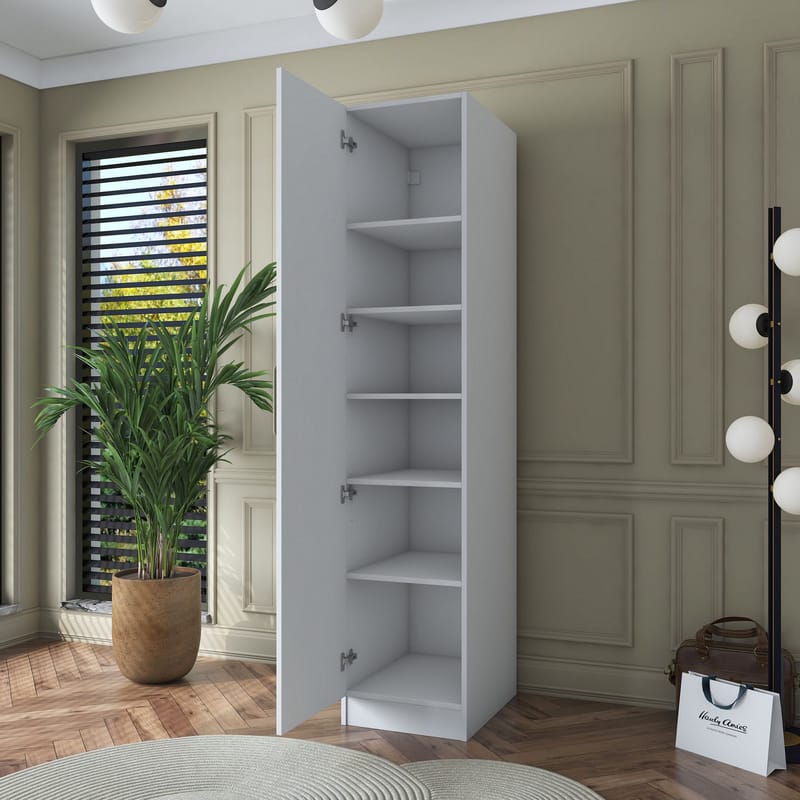Garderobeskap Wallxpert Cleo Shelf v1 (45 x 210 x 57,5 cm) Hvit - Hvit - Oppbevaring - Klesoppbevaring - Garderober & garderobesystem - Garderobeskap & klesskap