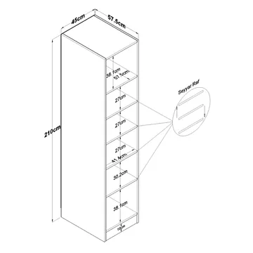 Garderobeskap Wallxpert Cleo Shelf v1 (45 x 210 x 57,5 cm) Hvit - Hvit - Oppbevaring - Klesoppbevaring - Garderober & garderobesystem - Garderobeskap & klesskap