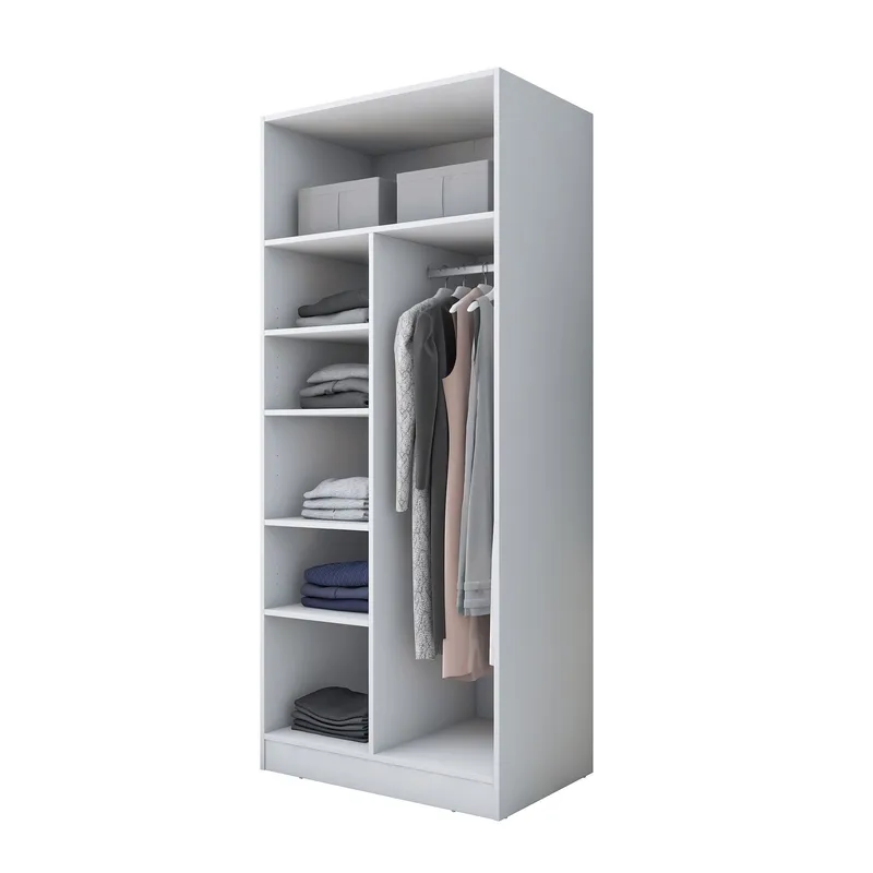 Garderobeskap Wallxpert Dara BA225 (90 x 210 x 57,5 cm) Hvit, Hvit