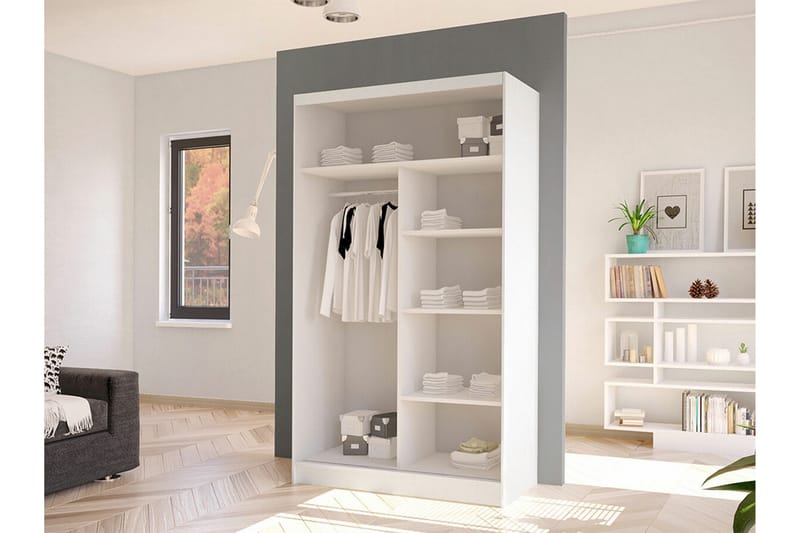 Glenmore Garderob m. Spegel White - Oppbevaring - Klesoppbevaring - Garderober & garderobesystem