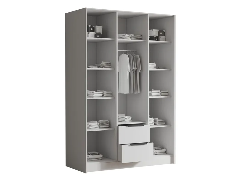Herrljunga Garderob med Speil 150x215 cm med Skuffer - Brun/Gull/Speil - Oppbevaring - Klesoppbevaring - Garderober & garderobesystem