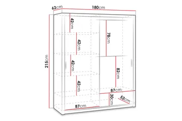 Julissa Garderobe 180 cm med Speil - Natur - Oppbevaring - Klesoppbevaring - Garderober & garderobesystem